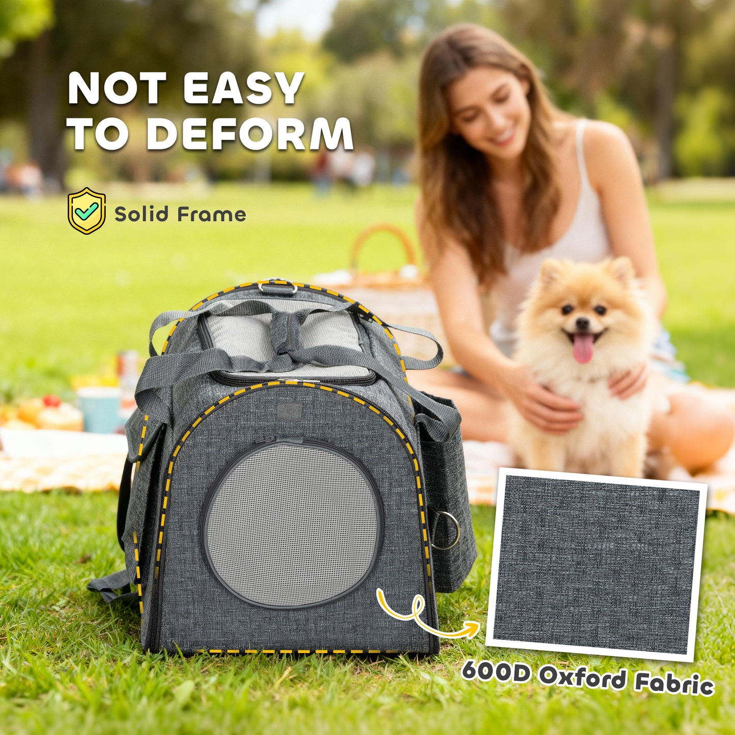 Portable Foldable Cat Carrier Bag with Shoulder Strap & Soft Cushion (Up to 10kg Pets)