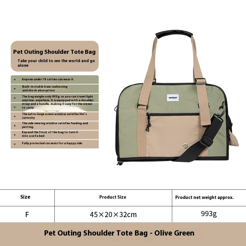 Outdoor Portable Crossbody Pet Carrier Bag – Breathable Canvas Cat & Small Dog Shoulder Bag