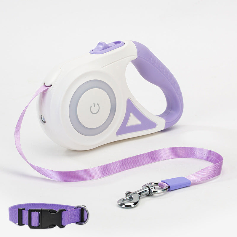 Retractable Dog Leash with LED Light – Automatic Pet Traction Rope & Spotlight Collar