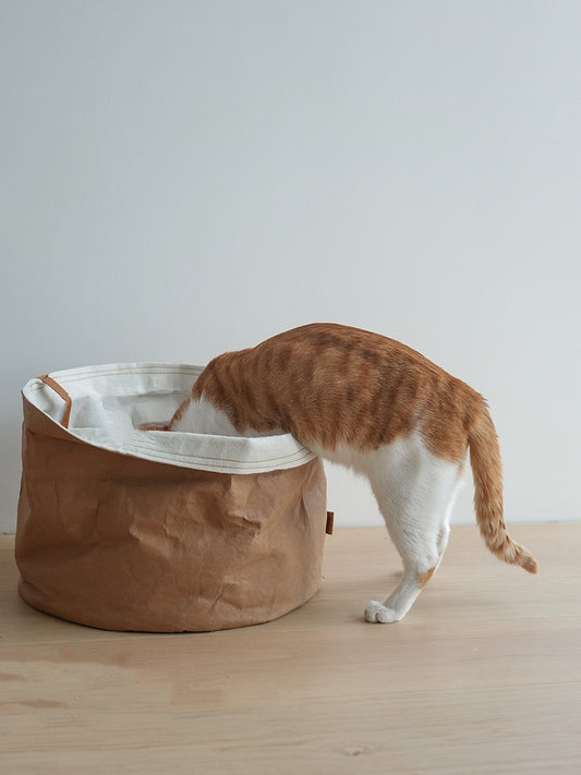 Washed Kraft Paper Pet Nest – Eco-Friendly Foldable Cat & Dog Bed Bag
