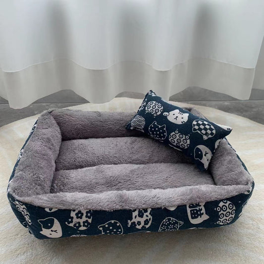 Linen Pet Bed Moisture-Proof – Soft Dog & Cat Sleeping Bed