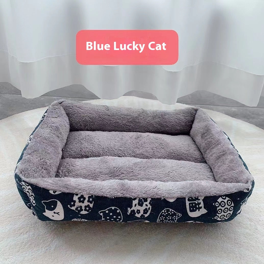 Linen Pet Bed Moisture-Proof – Soft Dog & Cat Sleeping Bed