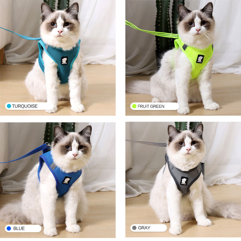 Anti-Escape Cat Harness & Leash – Adjustable Cat Traction Harness for Safe Outdoor Walking