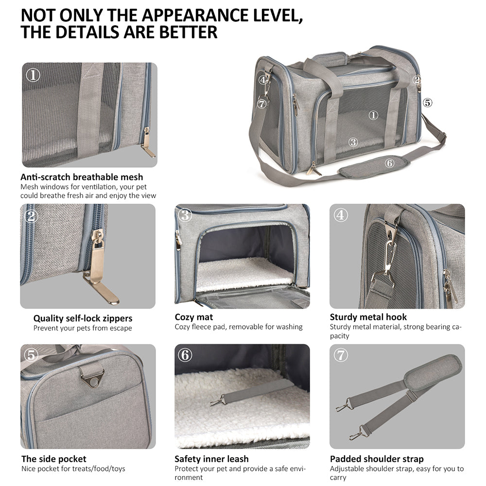 Portable Cat & Dog Travel Carrier Bag – Breathable Pet Carry Shoulder Bag for Small Pets