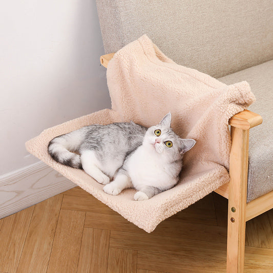 Plush L-Shaped Cat Hammock Hanging Bed – Cat Window Perch Hanging Cat Nest