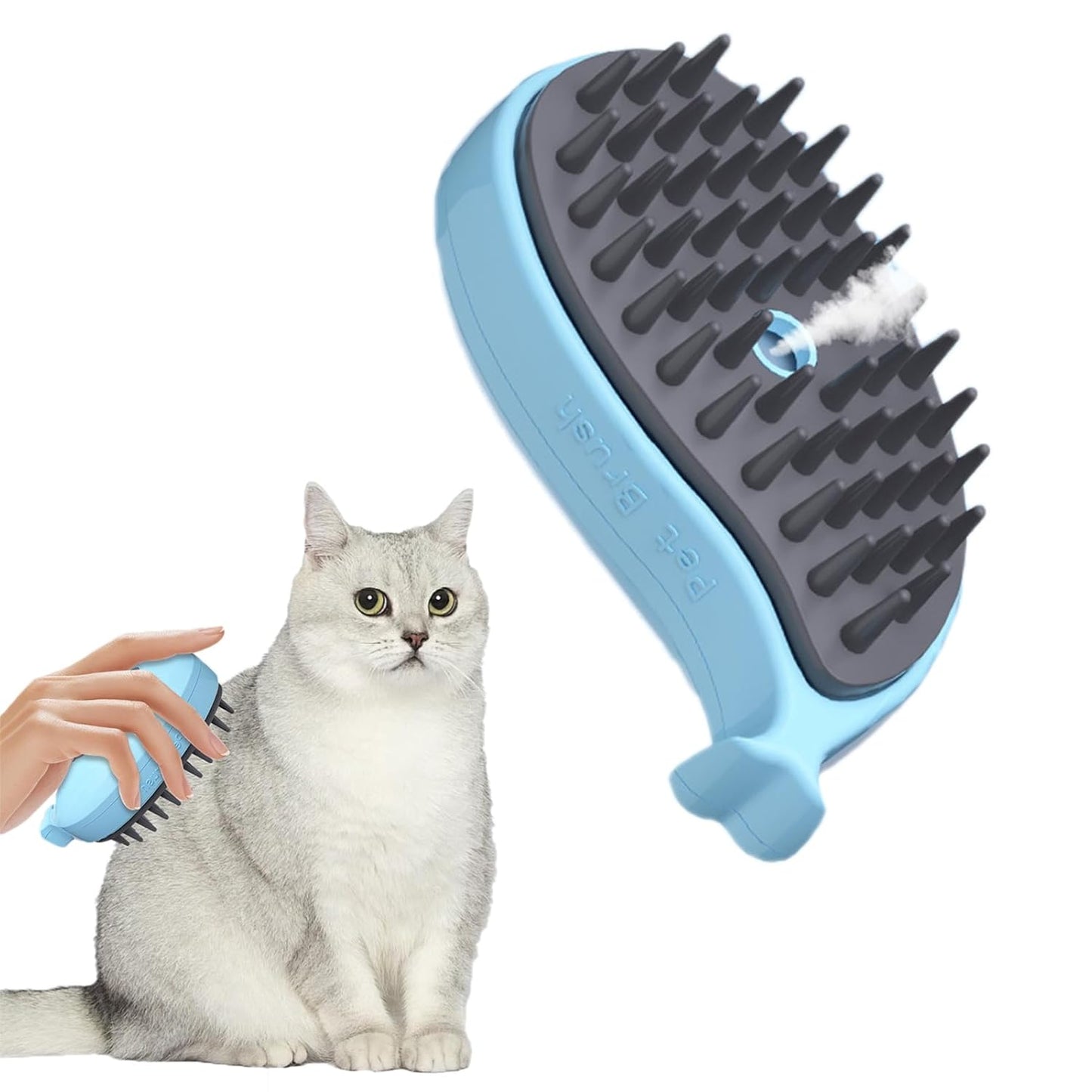 Steamy Cat Brush 3-in-1 – Pet Steam Grooming Brush with Spray & Massage