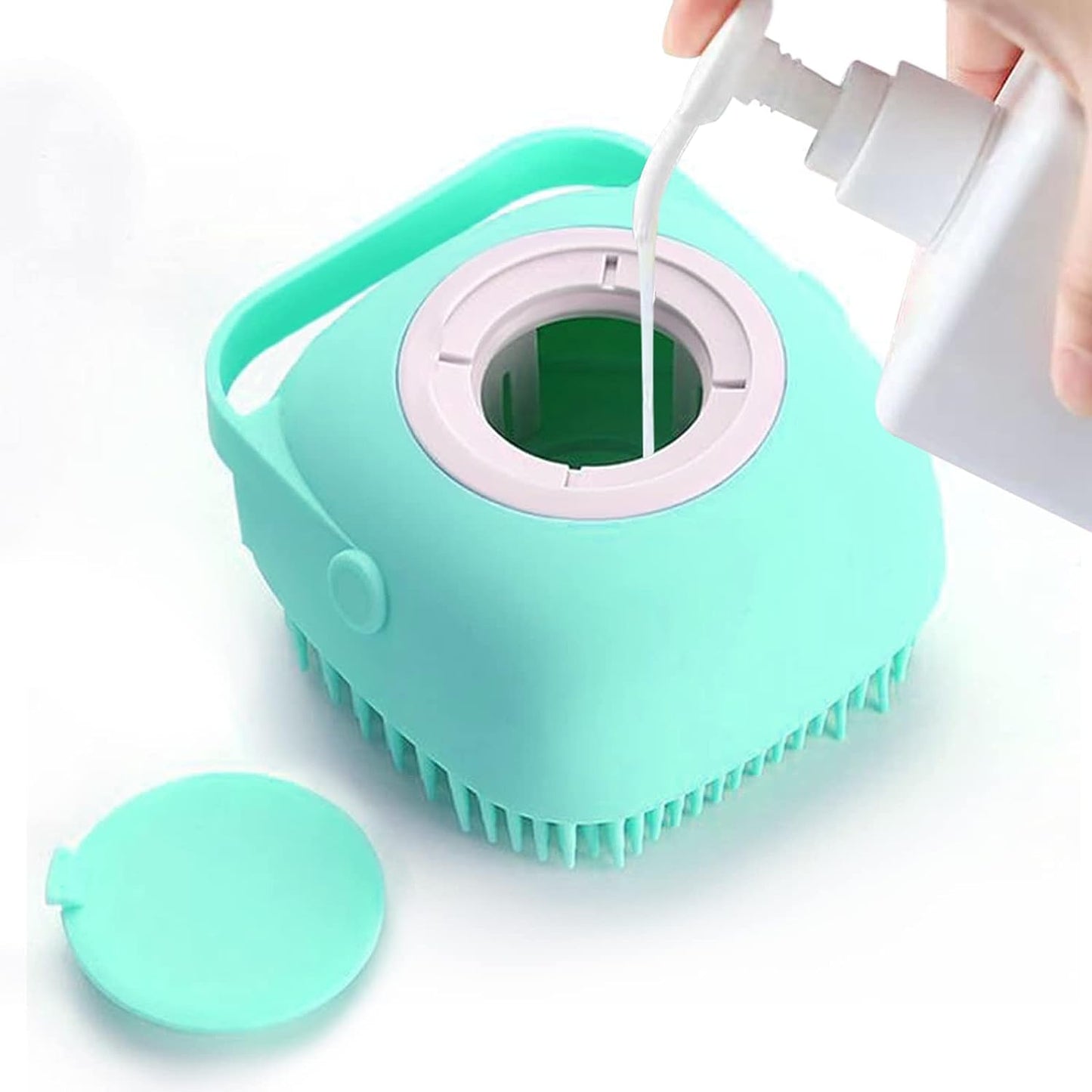 Pet Grooming Brush with Soap Dispenser – Soft Silicone Bath Brush for Dogs & Cats