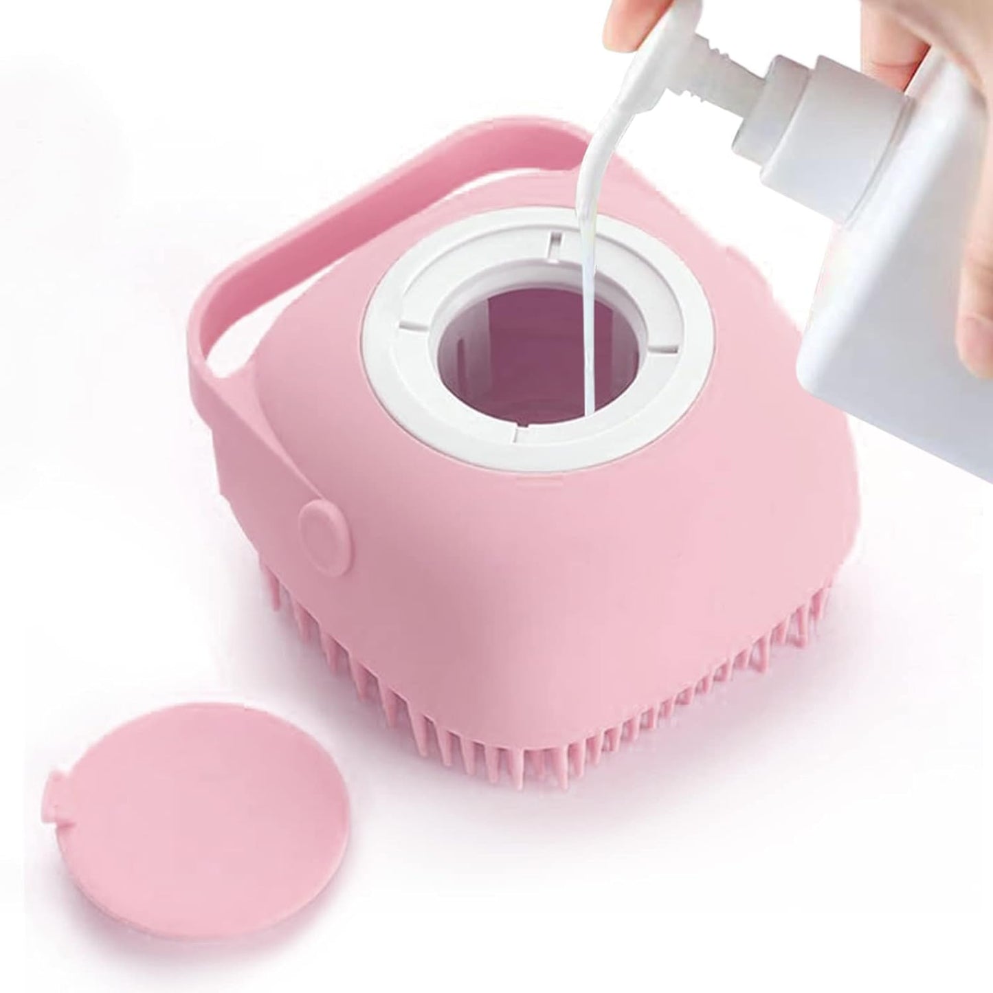 Pet Grooming Brush with Soap Dispenser – Soft Silicone Bath Brush for Dogs & Cats