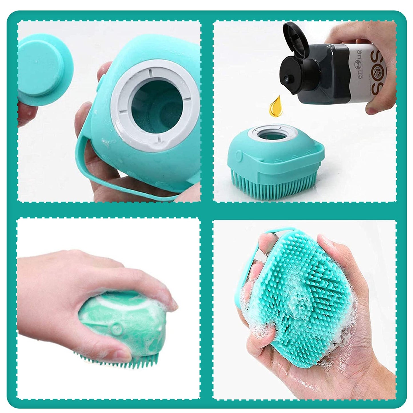 Pet Grooming Brush with Soap Dispenser – Soft Silicone Bath Brush for Dogs & Cats