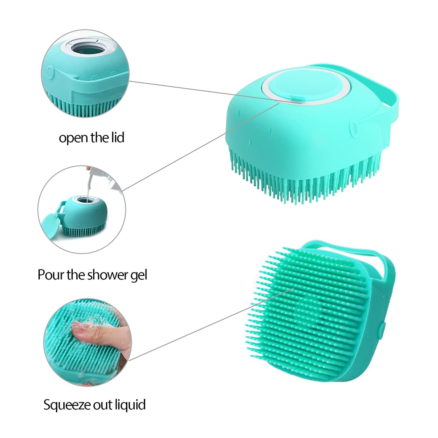 Pet Grooming Brush with Soap Dispenser – Soft Silicone Bath Brush for Dogs & Cats