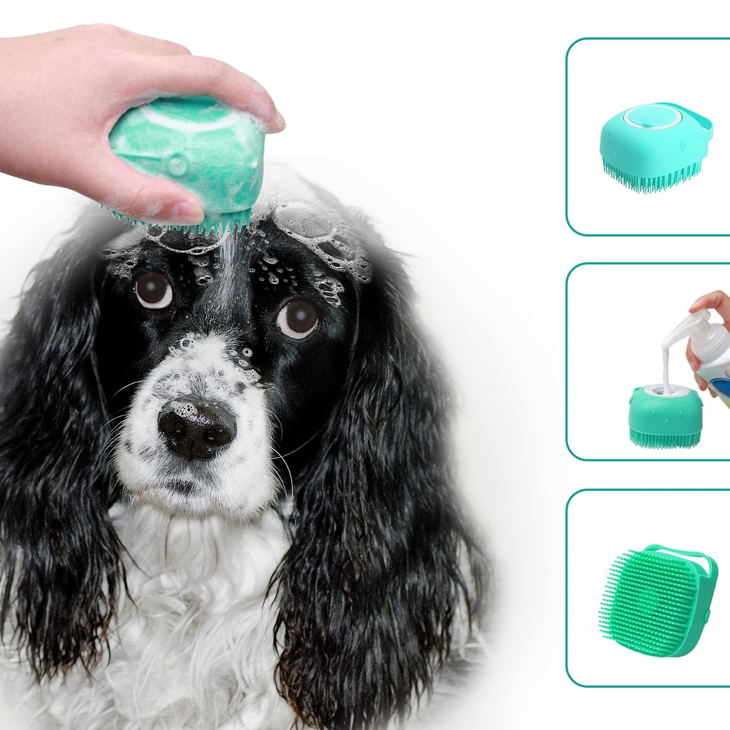 Pet Grooming Brush with Soap Dispenser – Soft Silicone Bath Brush for Dogs & Cats
