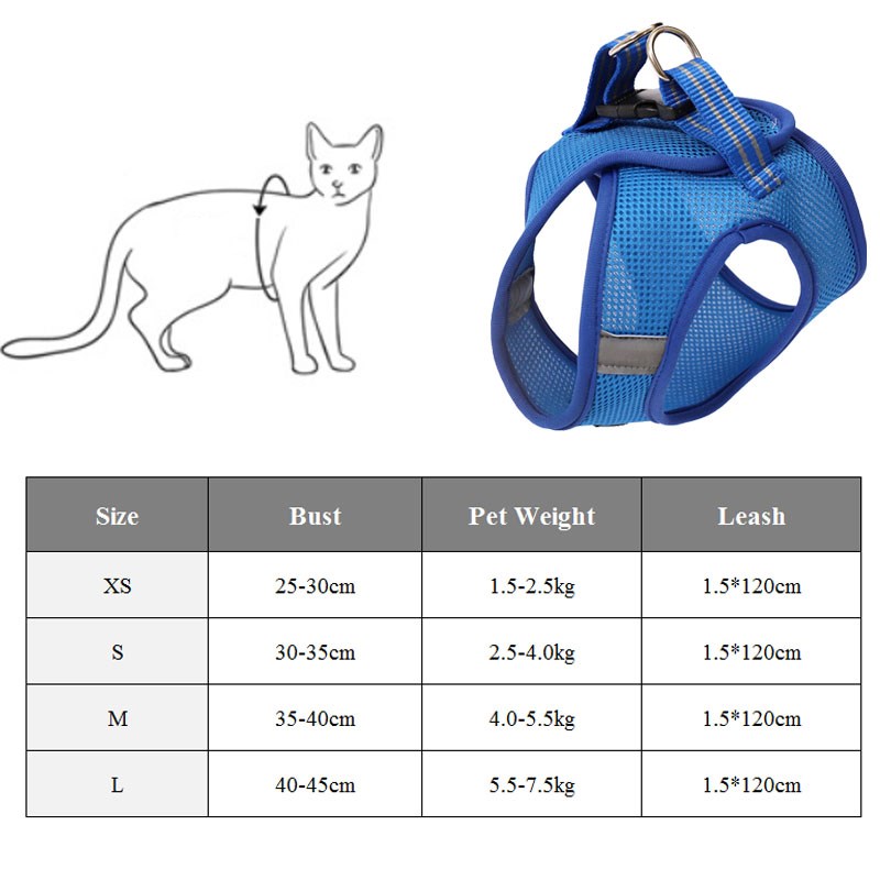 Anti-Escape Cat Harness & Leash – Adjustable Cat Traction Harness for Safe Outdoor Walking
