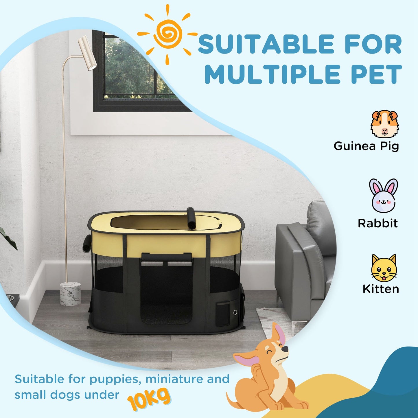 Foldable Dog Pen with Storage Bag – Portable Indoor/Outdoor Pet Playpen