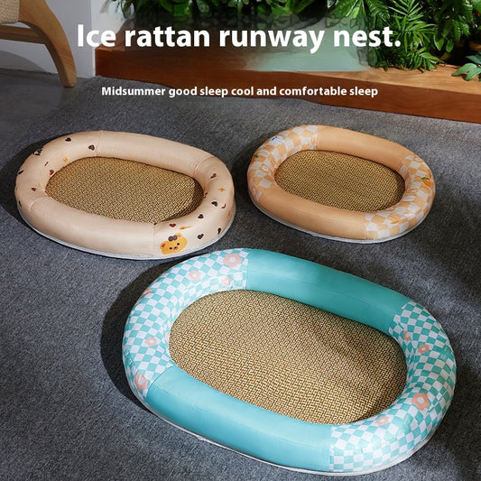 Cooling Pet Mat Bed for Dogs & Cats Oval Summer Cooling Pad Pet Nest