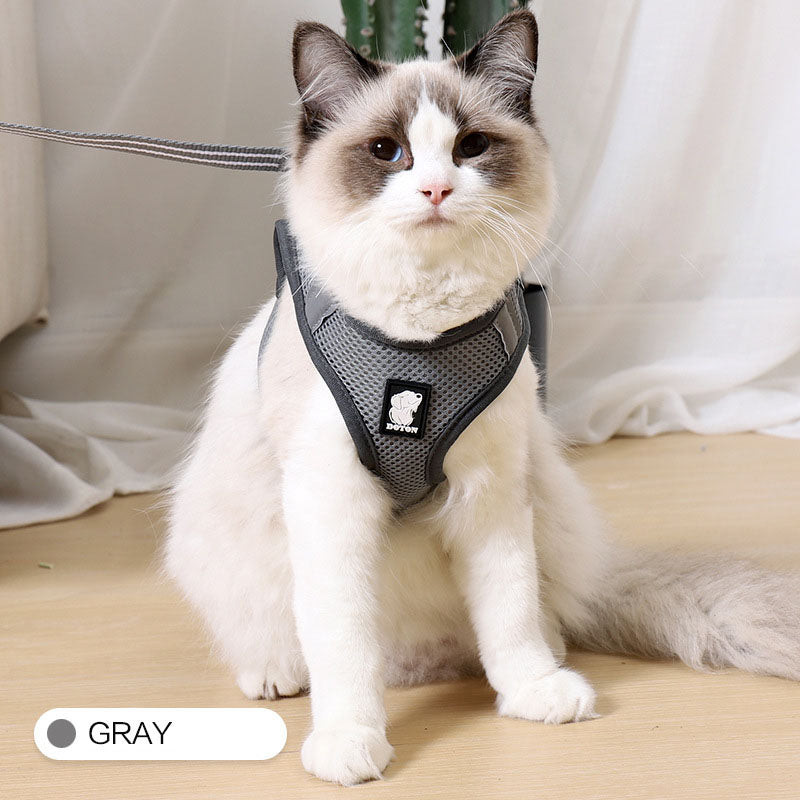 Anti-Escape Cat Harness & Leash – Adjustable Cat Traction Harness for Safe Outdoor Walking