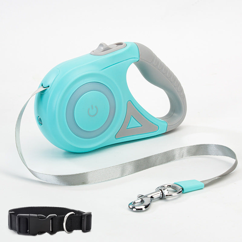 Retractable Dog Leash with LED Light – Automatic Pet Traction Rope & Spotlight Collar
