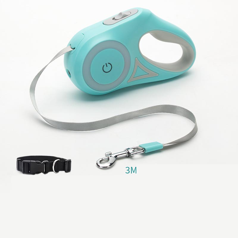 Retractable Dog Leash with LED Light – Automatic Pet Traction Rope & Spotlight Collar