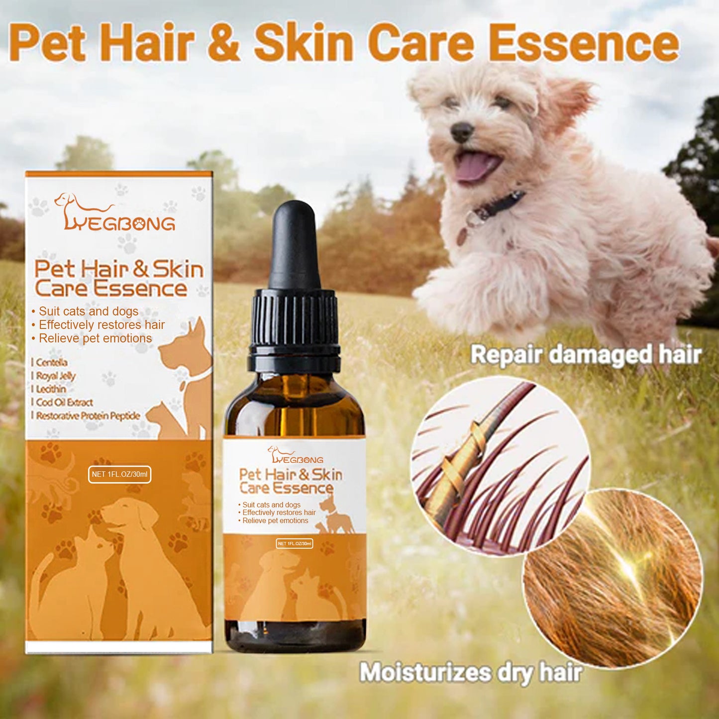 Pet Hair Care Anti-Itch Spray – Skin Relief & Soft Fur Care for Dogs & Cats