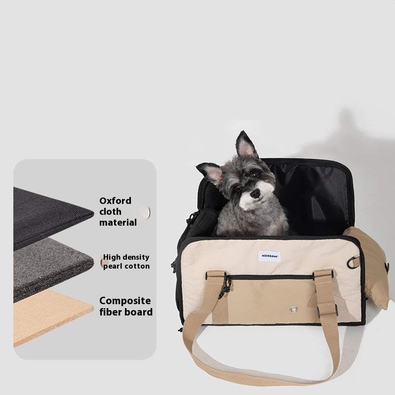 Outdoor Portable Crossbody Pet Carrier Bag – Breathable Canvas Cat & Small Dog Shoulder Bag