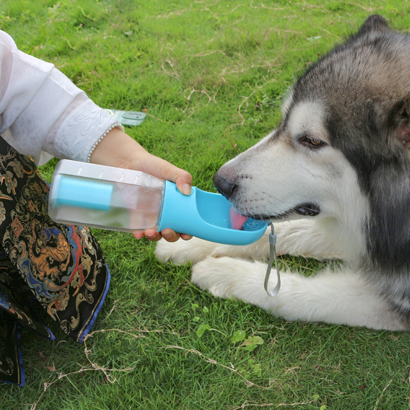 3-in-1 Portable Pet Water Bottle – Dog & Cat Travel Feeder with Poop Bag Dispenser