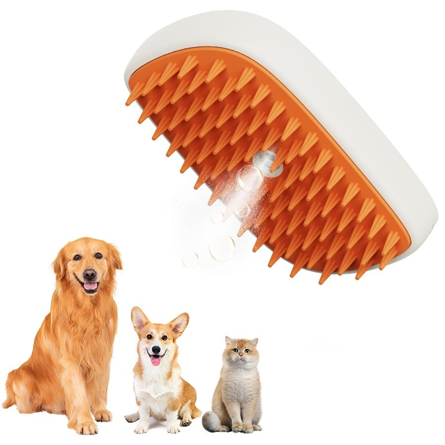 USB Rechargeable Pet Steam Brush – 3-in-1 Spray Massage Grooming Comb