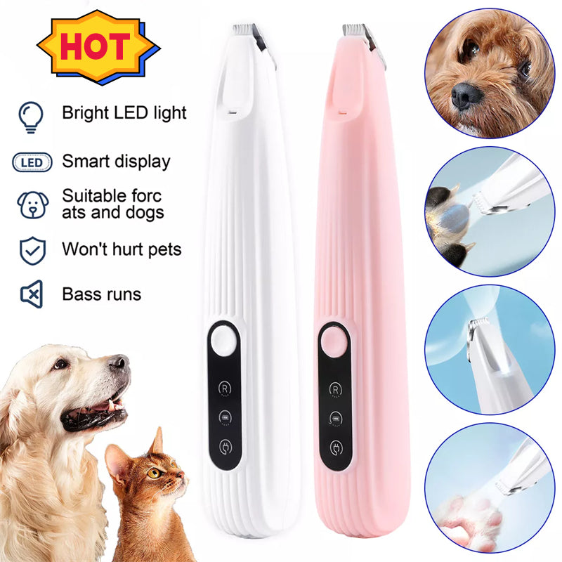 Pet Paw Hair Trimmer with LED Light – Electric Cat & Dog Foot Hair Clipper Grooming Tool