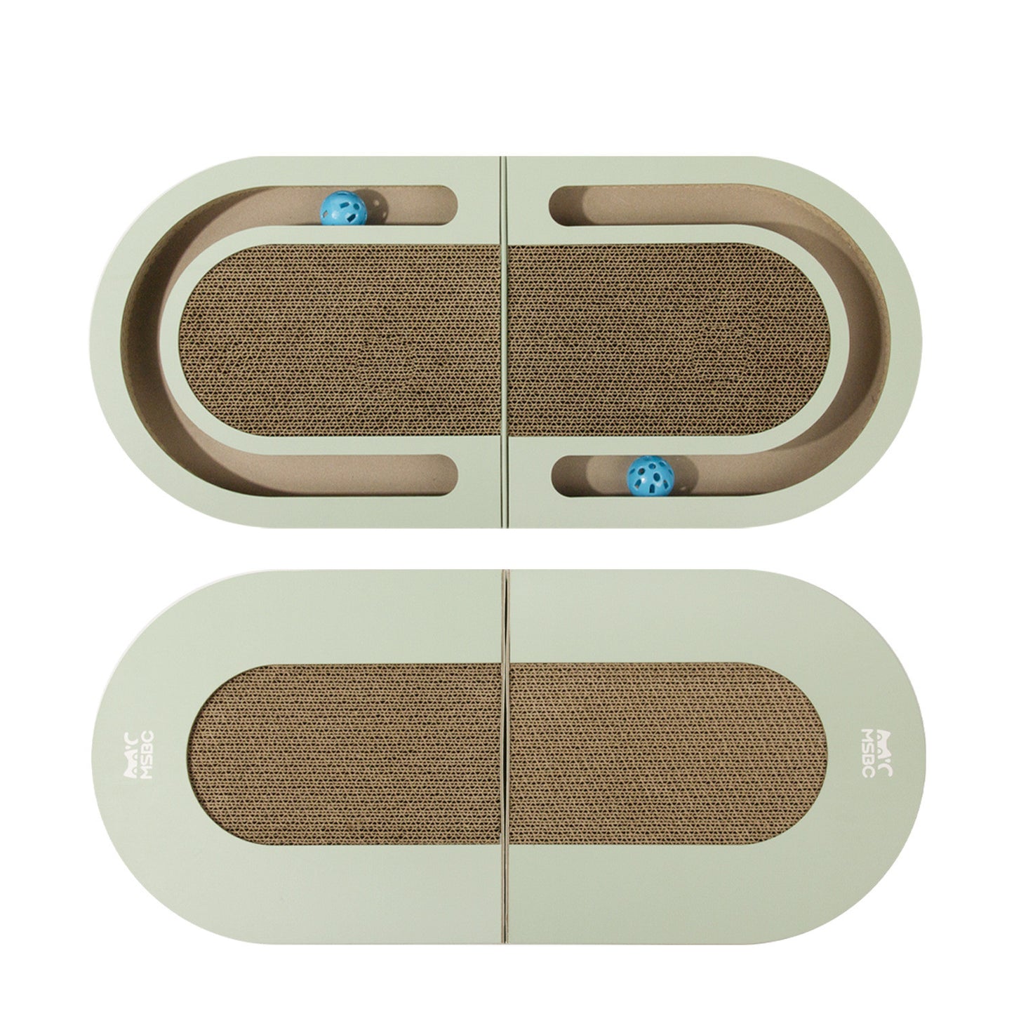 Corrugated Paper Folding Cat Scratcher with Ball – Foldable Cat Scratch Board Toy & Cat Bed