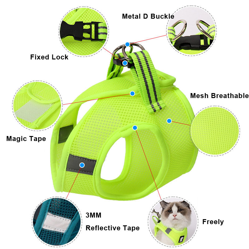 Anti-Escape Cat Harness & Leash – Adjustable Cat Traction Harness for Safe Outdoor Walking