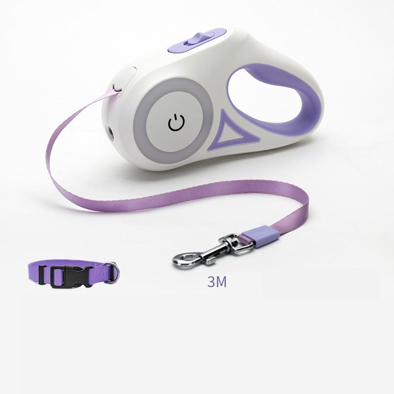 Retractable Dog Leash with LED Light – Automatic Pet Traction Rope & Spotlight Collar