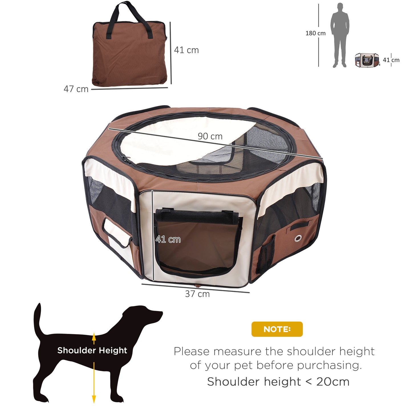 Portable Foldable Pet Playpen for Cats & Dogs – Breathable Indoor Outdoor Puppy Play Pen (90cm)