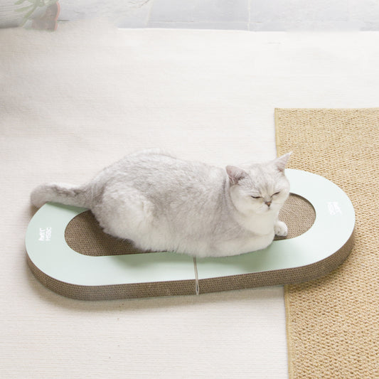 Corrugated Paper Folding Cat Scratcher with Ball – Foldable Cat Scratch Board Toy & Cat Bed