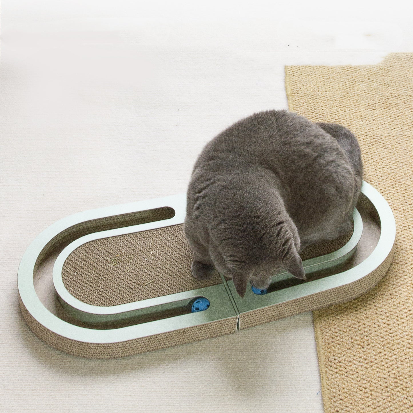 Corrugated Paper Folding Cat Scratcher with Ball – Foldable Cat Scratch Board Toy & Cat Bed
