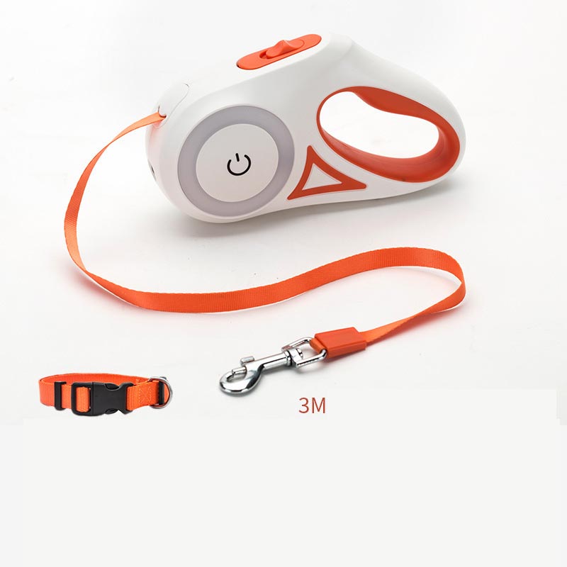 Retractable Dog Leash with LED Light – Automatic Pet Traction Rope & Spotlight Collar