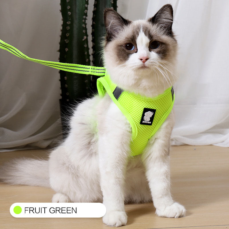 Anti-Escape Cat Harness & Leash – Adjustable Cat Traction Harness for Safe Outdoor Walking
