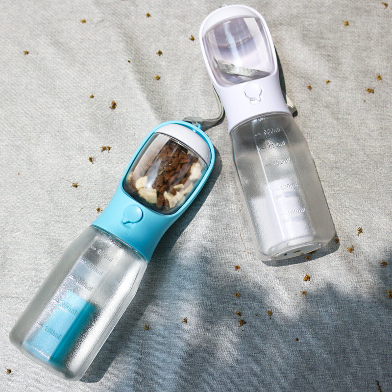 3-in-1 Portable Pet Water Bottle – Dog & Cat Travel Feeder with Poop Bag Dispenser