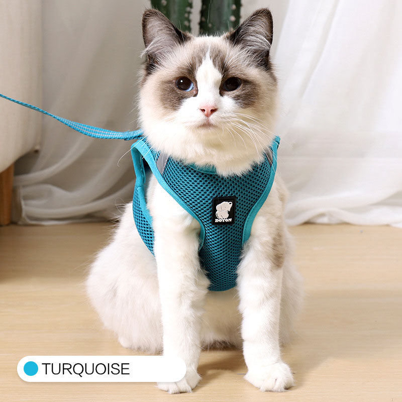 Anti-Escape Cat Harness & Leash – Adjustable Cat Traction Harness for Safe Outdoor Walking