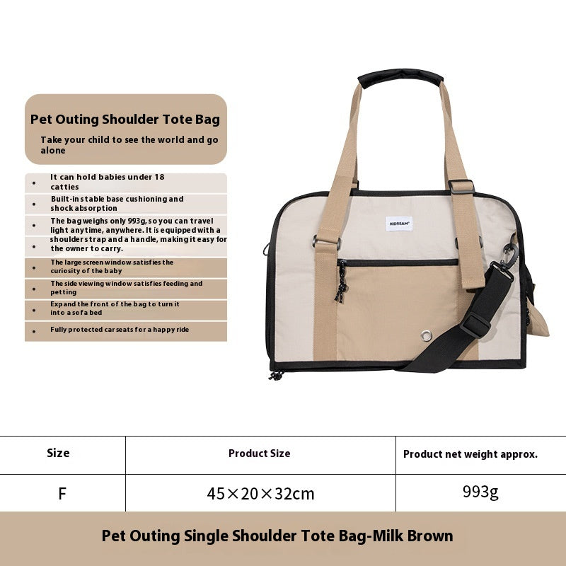 Outdoor Portable Crossbody Pet Carrier Bag – Breathable Canvas Cat & Small Dog Shoulder Bag
