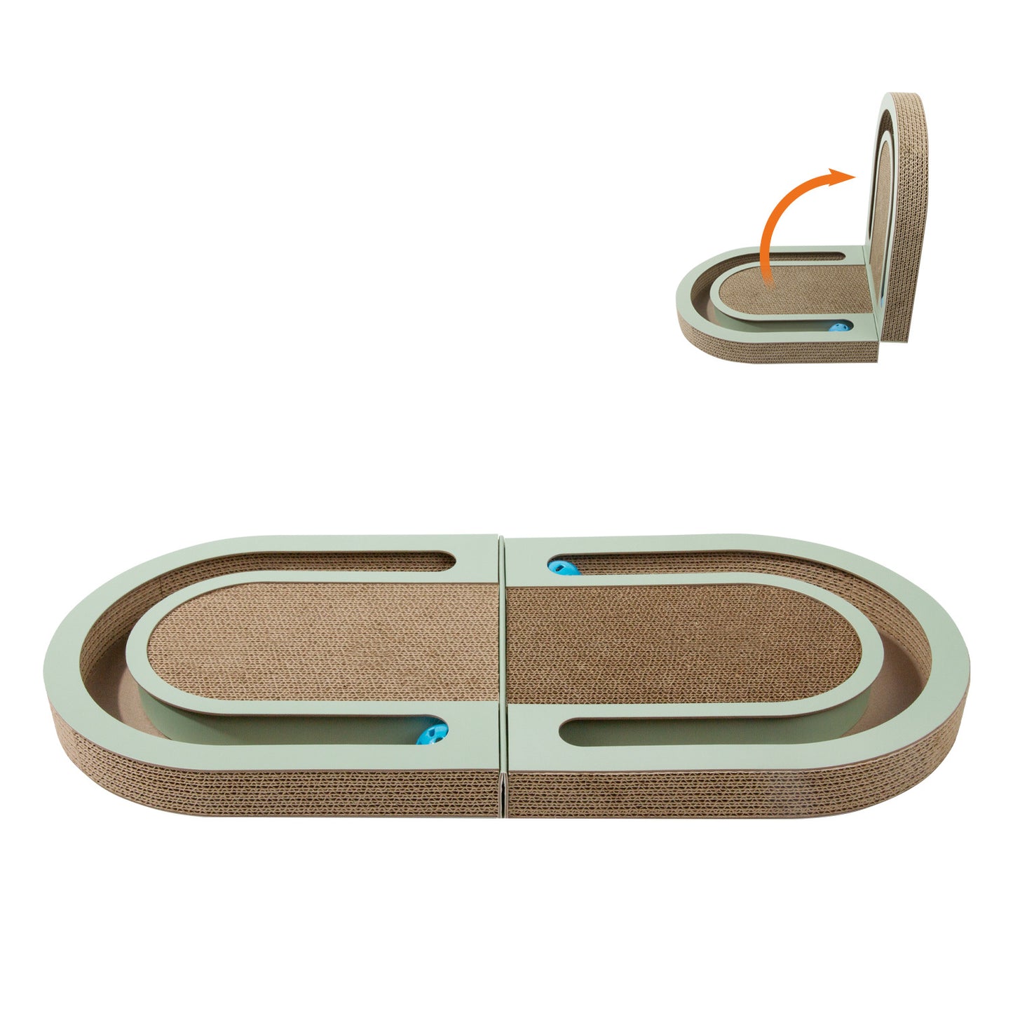 Corrugated Paper Folding Cat Scratcher with Ball – Foldable Cat Scratch Board Toy & Cat Bed