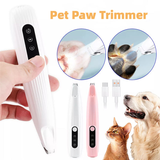 Pet Paw Hair Trimmer with LED Light – Electric Cat & Dog Foot Hair Clipper Grooming Tool