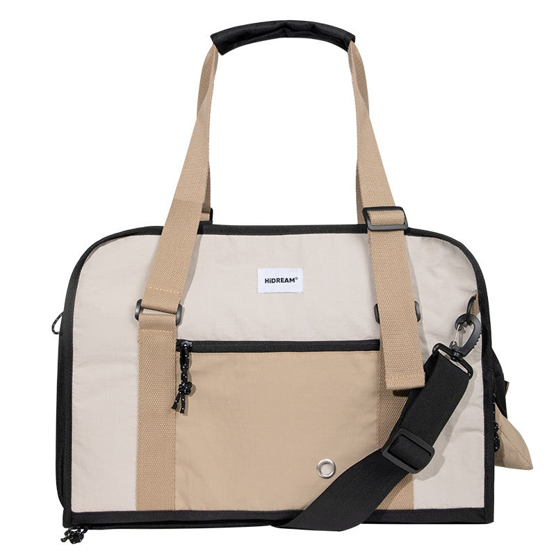 Outdoor Portable Crossbody Pet Carrier Bag – Breathable Canvas Cat & Small Dog Shoulder Bag