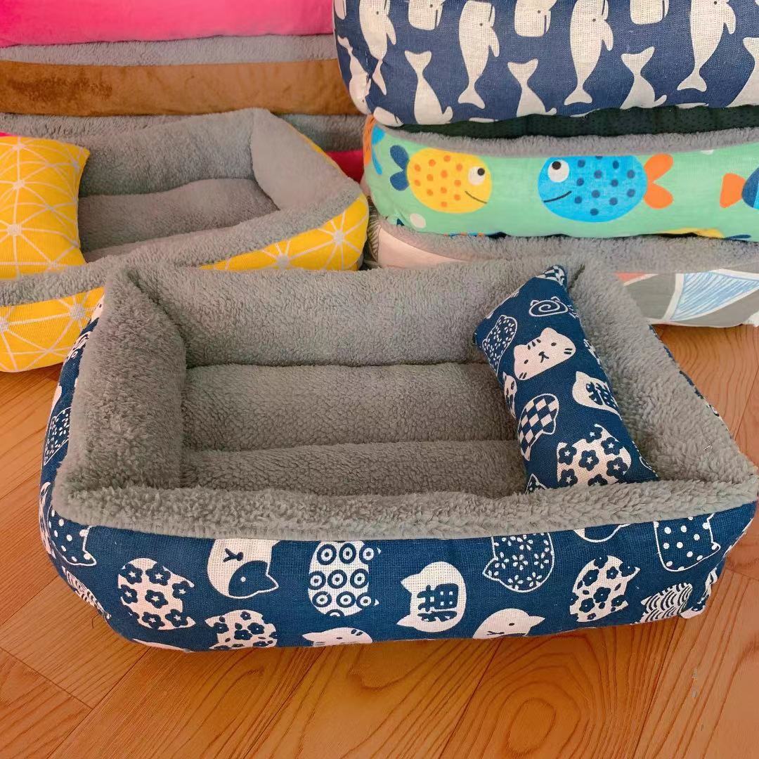 Linen Pet Bed Moisture-Proof – Soft Dog & Cat Sleeping Bed