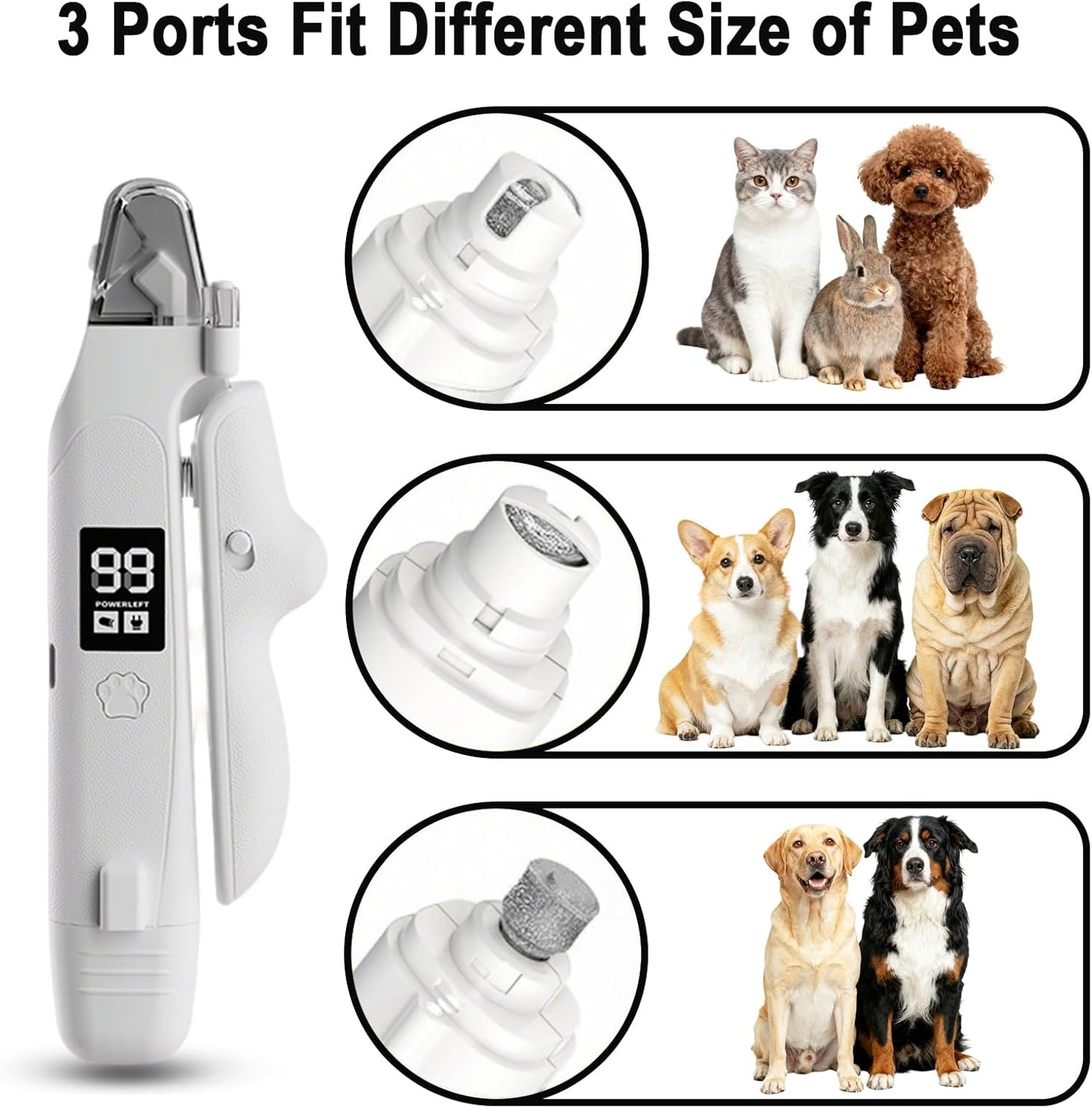 2-in-1 LED Pet Nail Clipper & Grinder – Safe Electric Nail Trimmer for Cats & Dogs