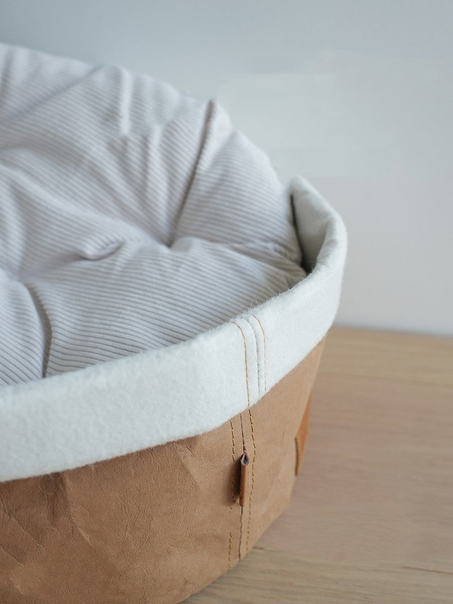 Washed Kraft Paper Pet Nest – Eco-Friendly Foldable Cat & Dog Bed Bag