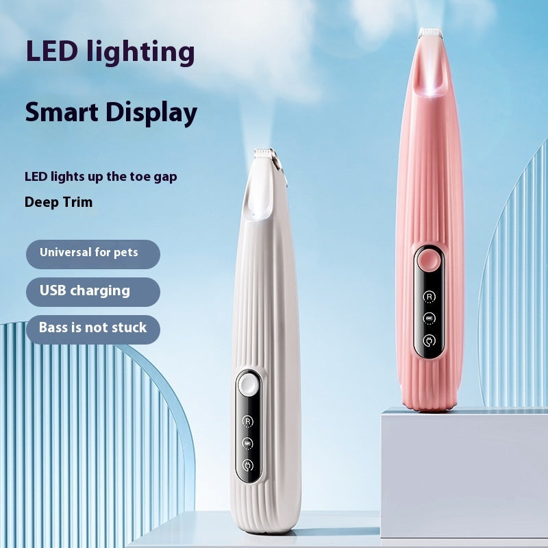 Pet Paw Hair Trimmer with LED Light – Electric Cat & Dog Foot Hair Clipper Grooming Tool