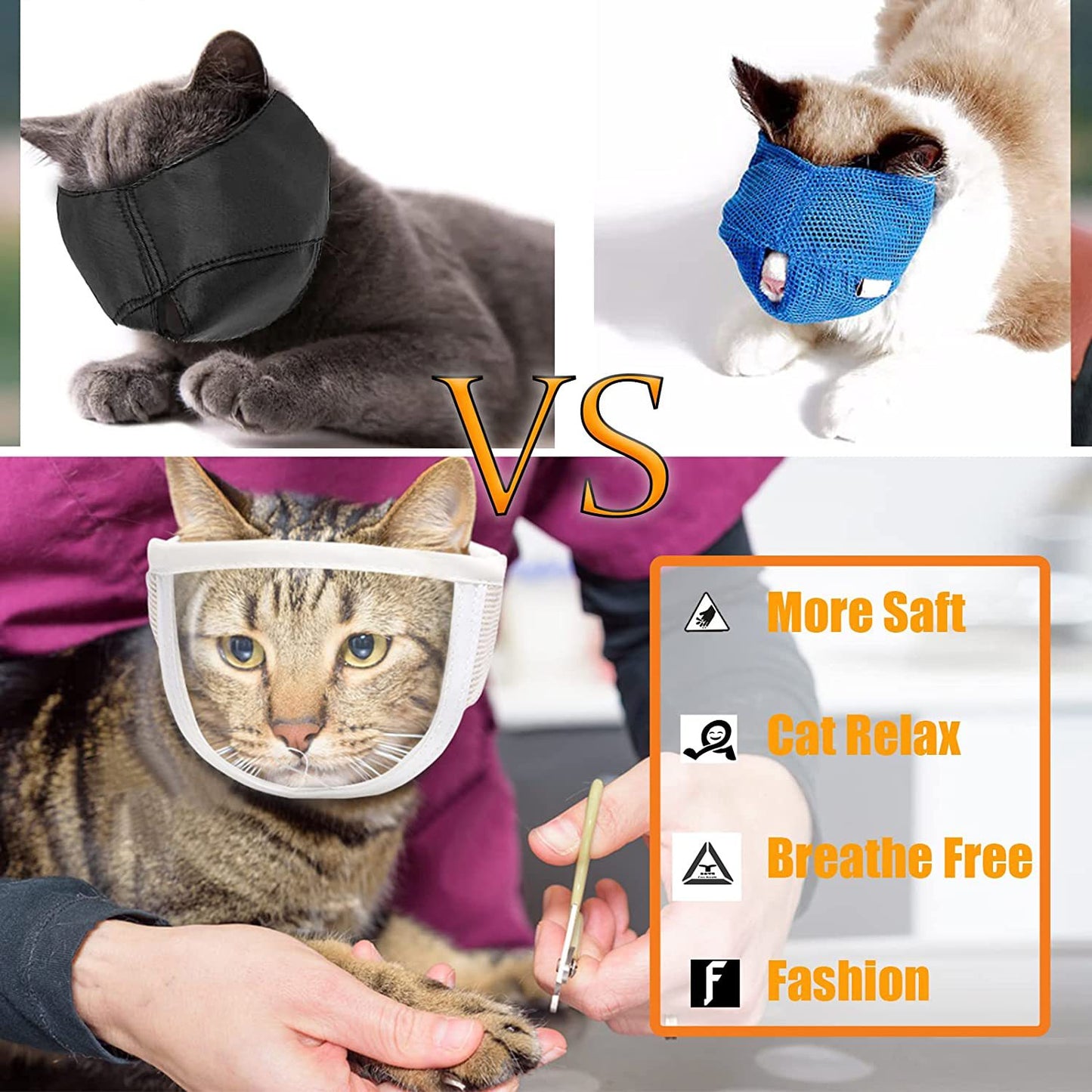 Anti Bite Pet Muzzle Mask – Breathable Grooming Muzzle for Cats & Dogs
