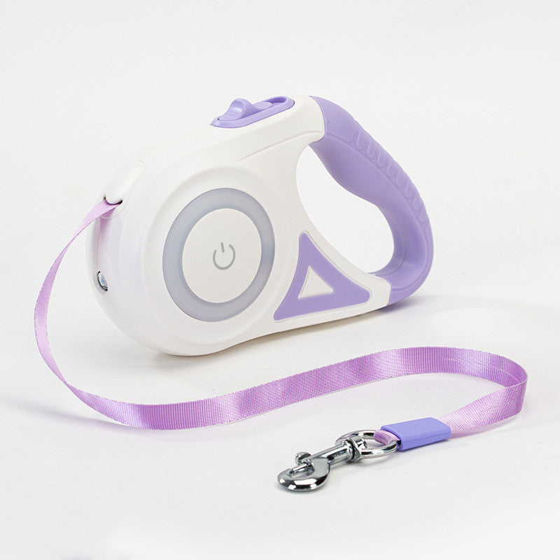 Retractable Dog Leash with LED Light – Automatic Pet Traction Rope & Spotlight Collar