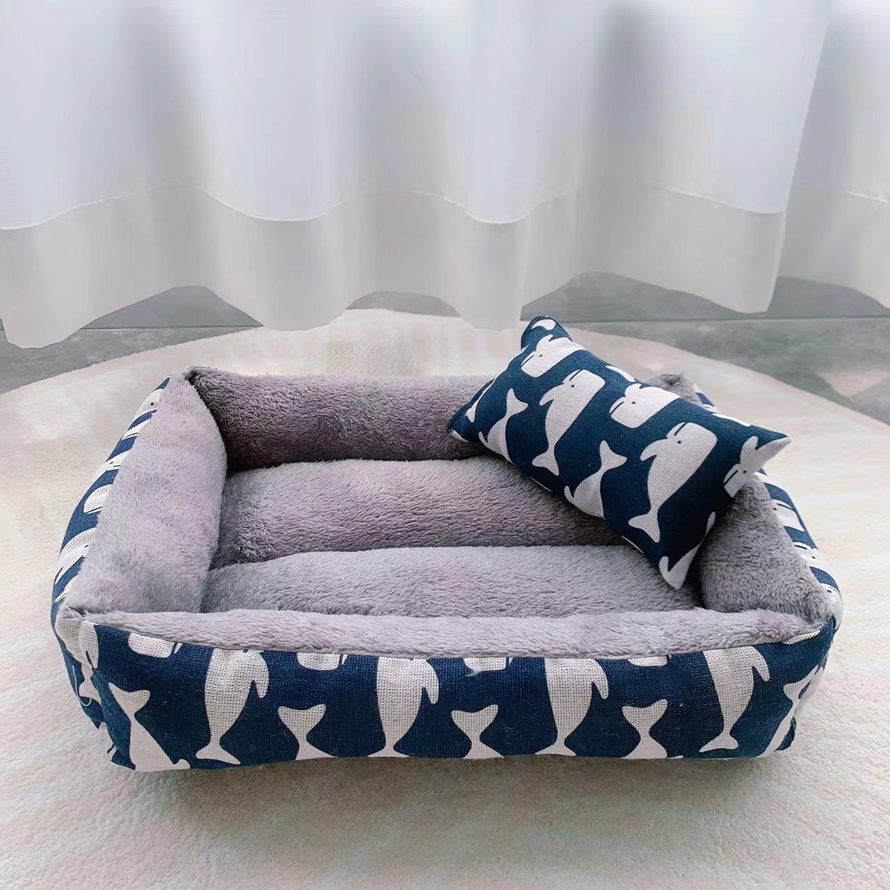 Linen Pet Bed Moisture-Proof – Soft Dog & Cat Sleeping Bed