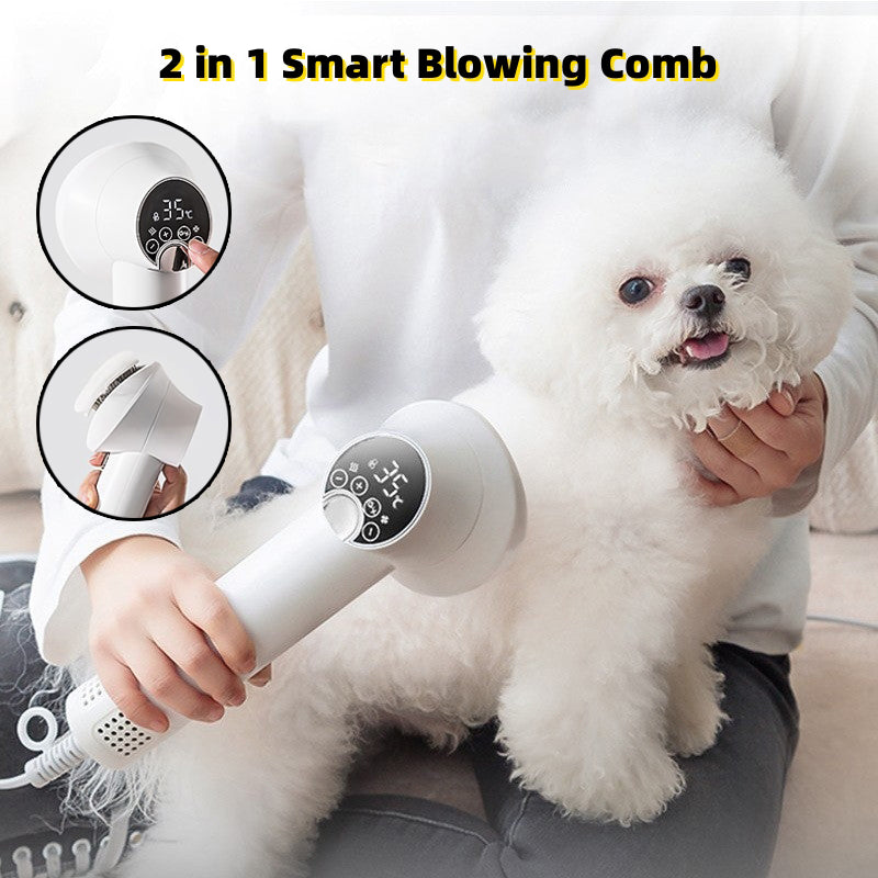 Smart Pet Hair Dryer & Grooming Comb – Silent Dog & Cat Blow Dryer Brush