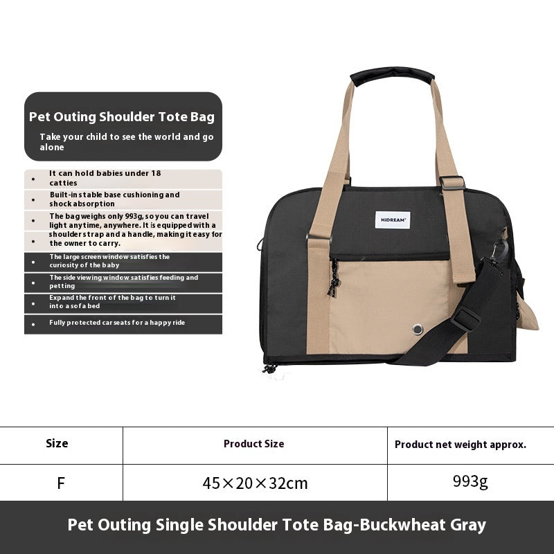 Outdoor Portable Crossbody Pet Carrier Bag – Breathable Canvas Cat & Small Dog Shoulder Bag