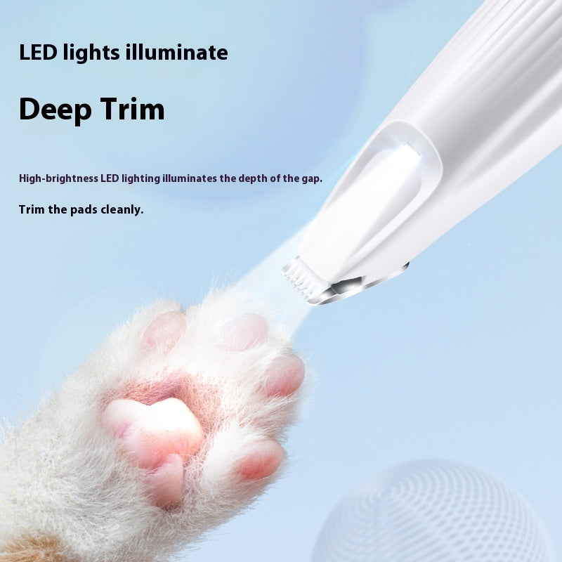 Pet Paw Hair Trimmer with LED Light – Electric Cat & Dog Foot Hair Clipper Grooming Tool